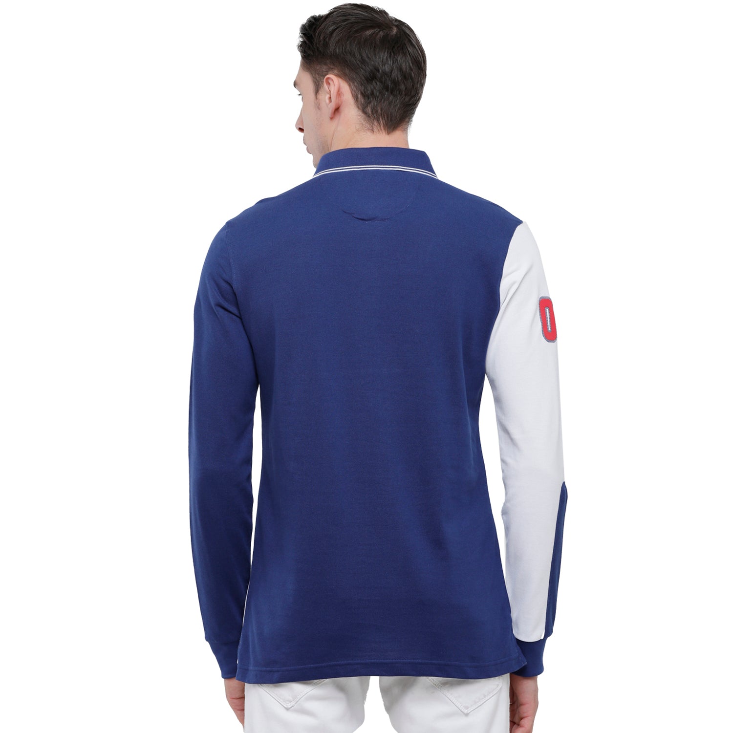 Classic Polo Men's Blue & White Polo Full Sleeve Slim Fit T-Shirt - VERNO - 255 B SF P T-shirt Classic Polo 