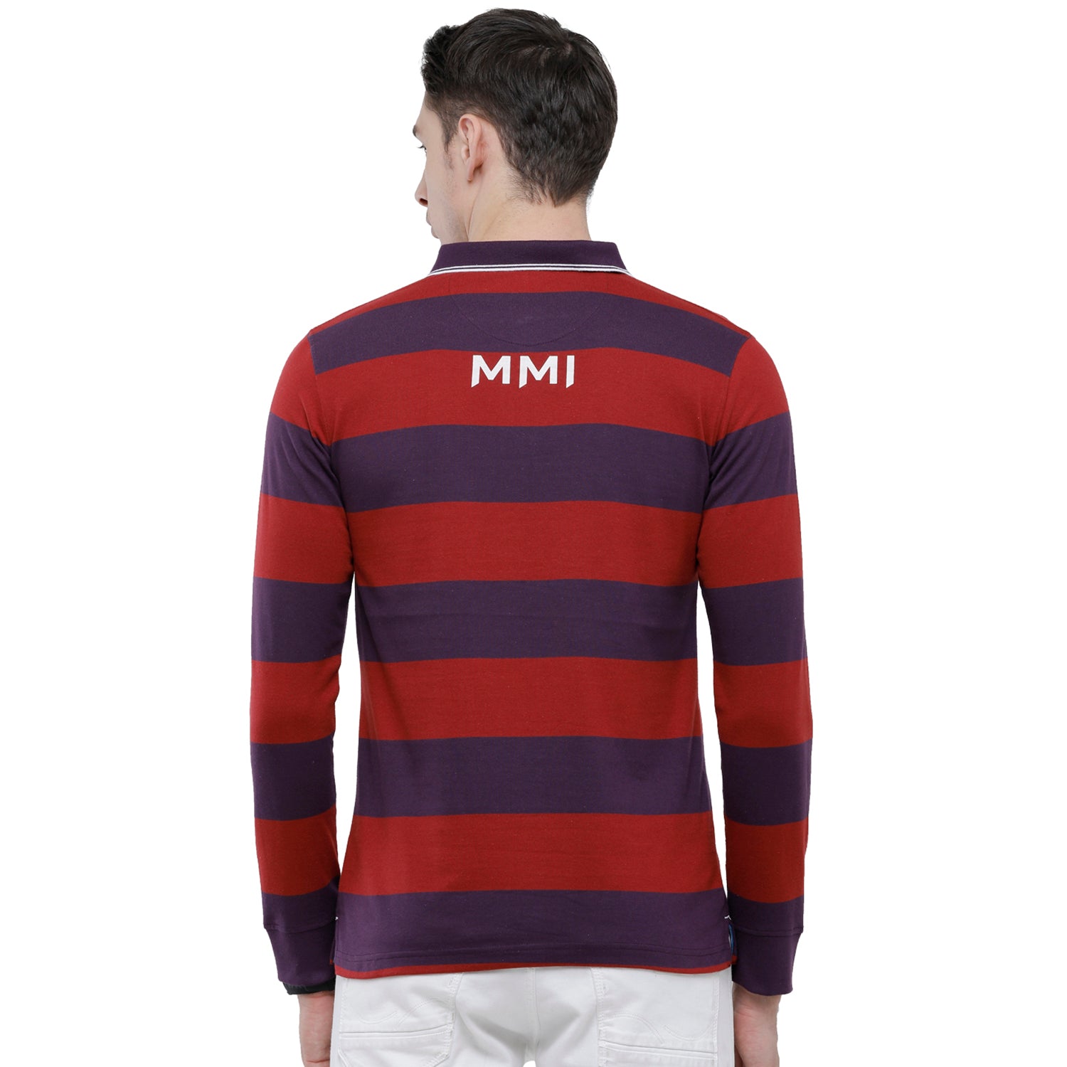 Classic Polo Men's Red & Blue Striped Polo Full Sleeve Slim Fit T-Shirt - VERNO - 262 A SF P T-shirt Classic Polo 