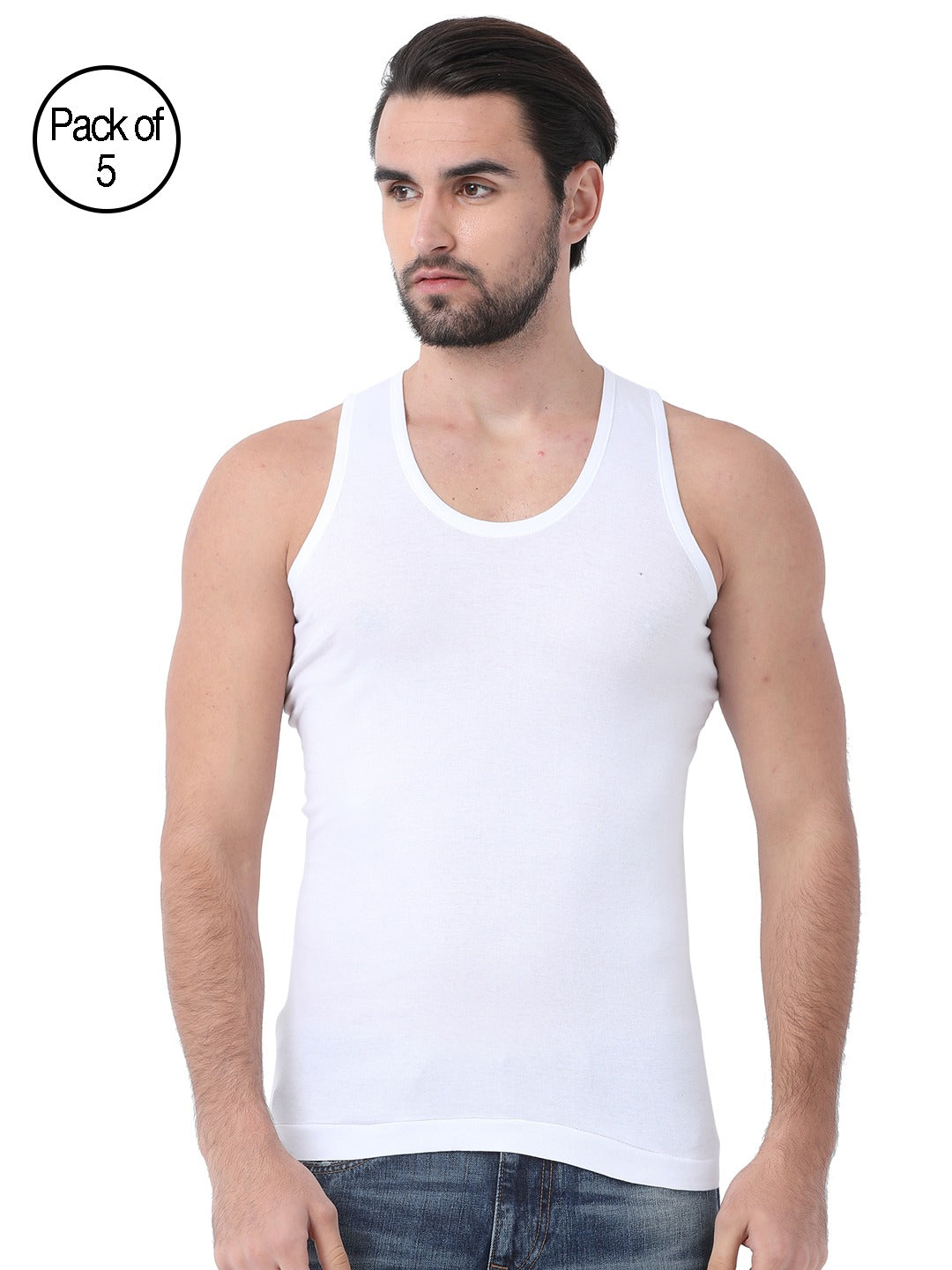 Classic Polo Men White Vest Pack Of 5 - CPIM IG/UG Classic Polo 