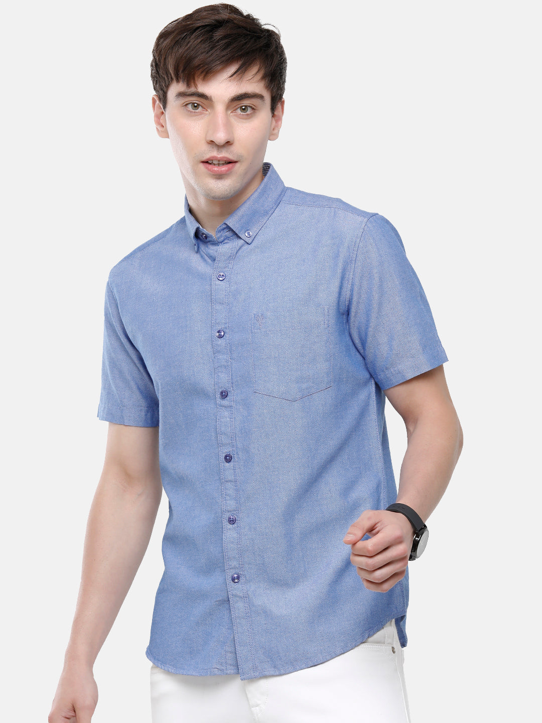 Classic Polo Men's Cotton Royal Blue Solid Half Sleeve Shirt - Enzo-R.Blue-Mf-Hs