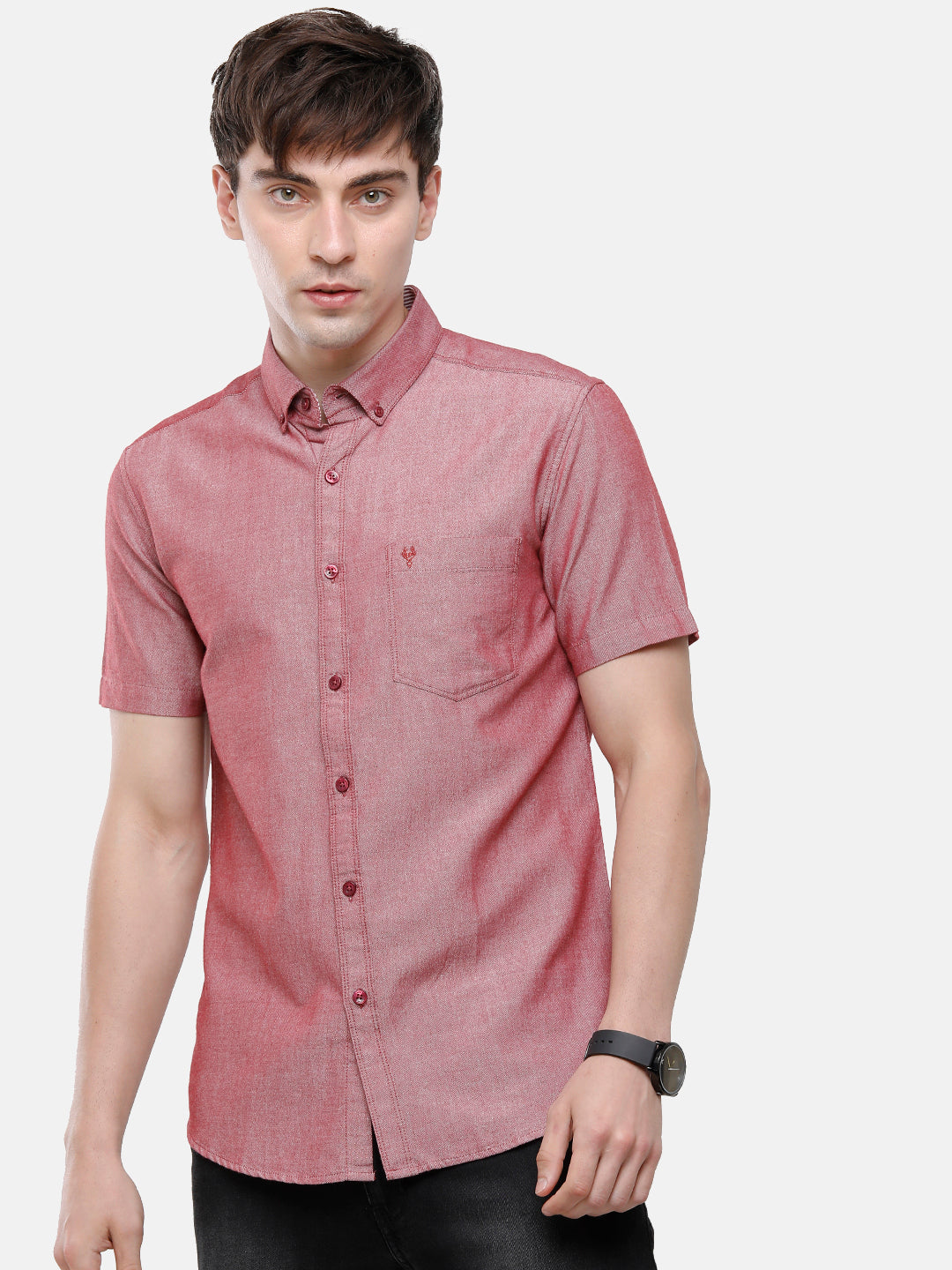 Classic Polo Men's Cotton Maroon Solid Half Sleeve Shirt - Enzo-Maroon-Mf-Hs