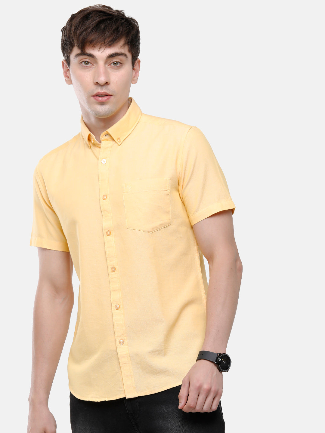 Classic Polo Men's Cotton Yellow Solid Half Sleeve Shirt - Enzo-Yellow-Mf-Hs