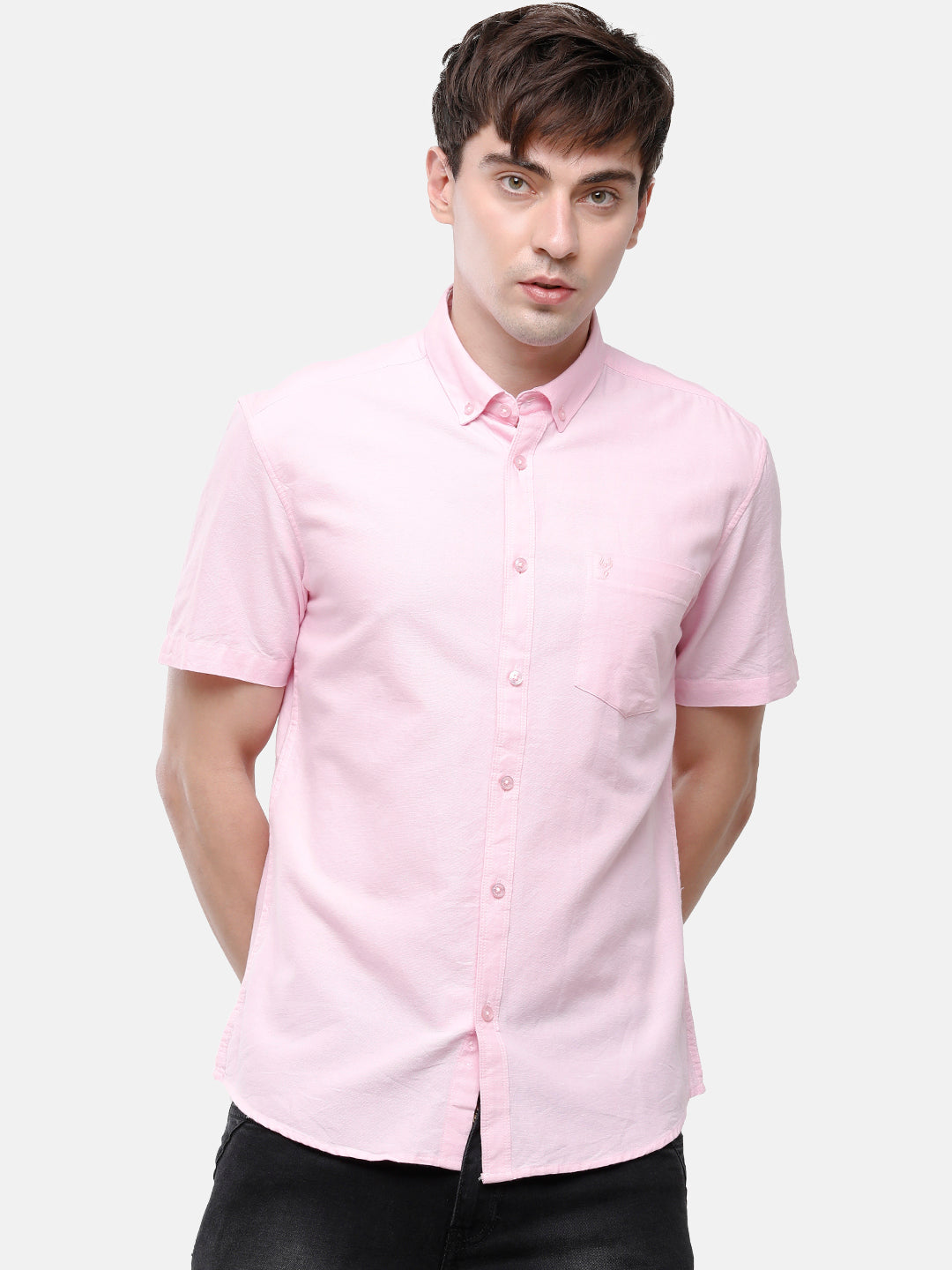 Classic Polo Men's Cotton Pink Solid Half Sleeve Shirt - Enzo-Pink-Mf-Hs