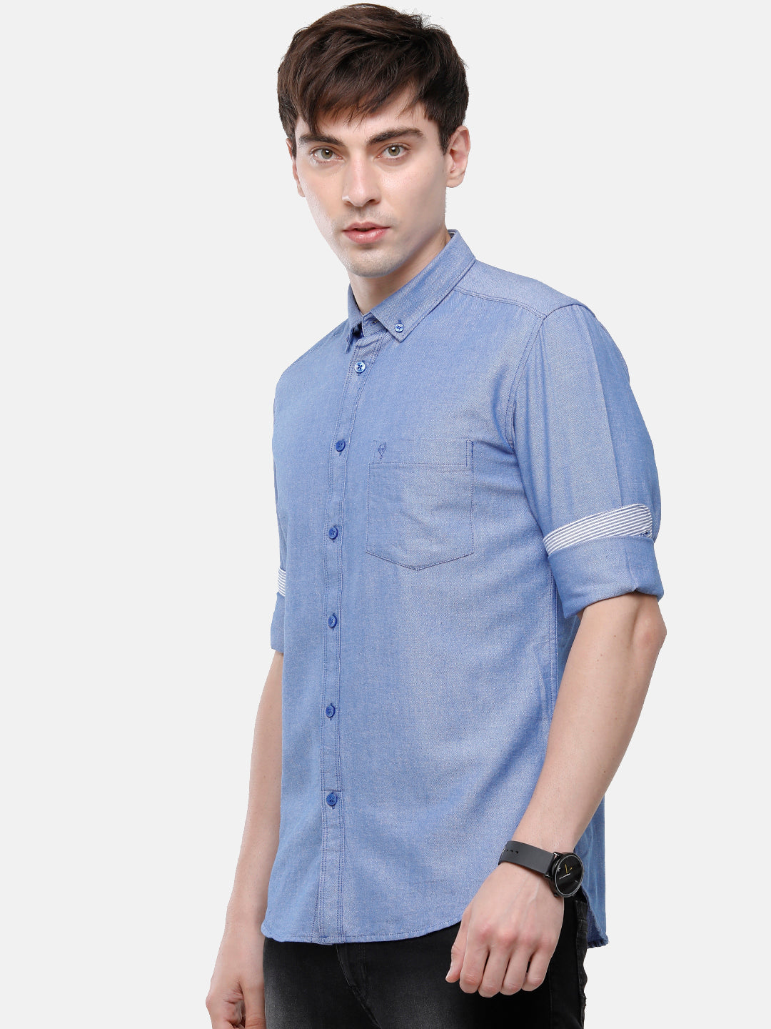 Classic Polo Men's Cotton Royal Blue Solid Full Sleeve Shirt - Enzo-Royal Blue-Mf-Fs