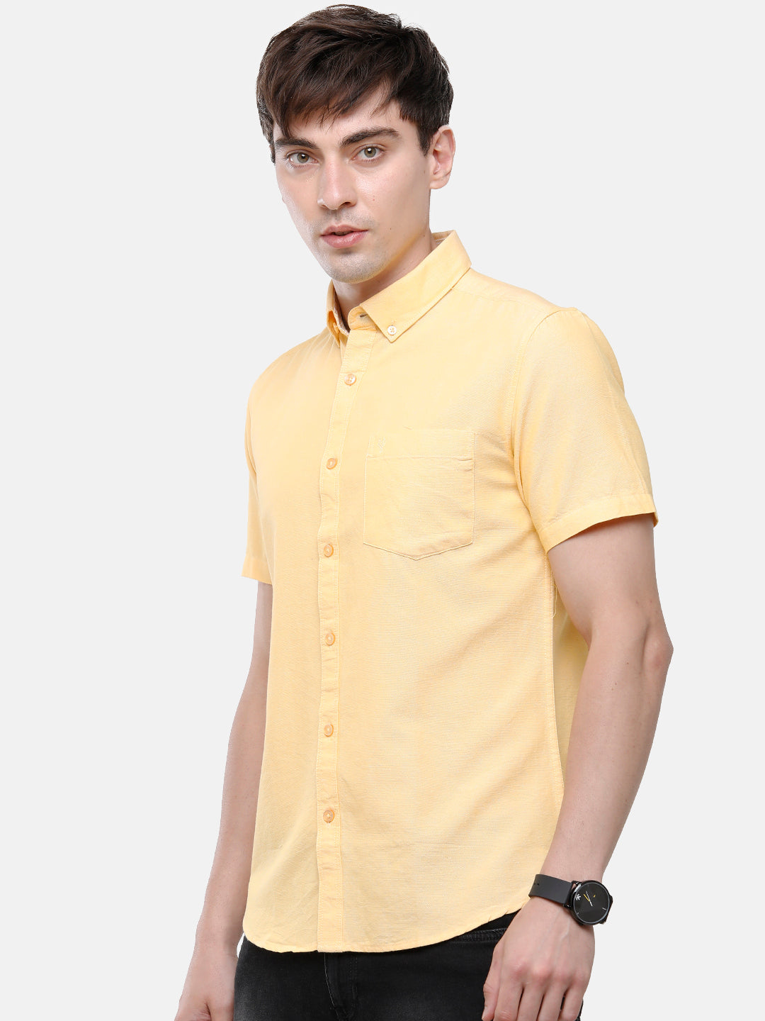 Classic Polo Men's Cotton Yellow Solid Half Sleeve Shirt - Enzo-Yellow-Mf-Hs