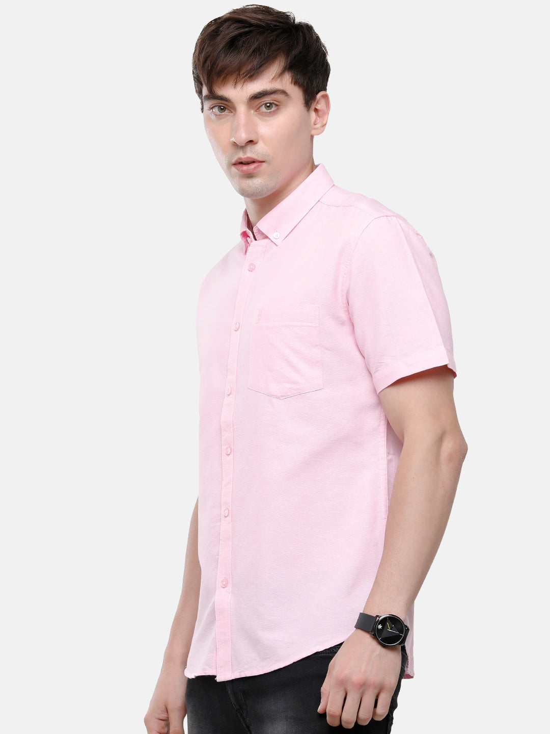 Classic Polo Men's Cotton Pink Solid Half Sleeve Shirt - Enzo-Pink-Mf-Hs