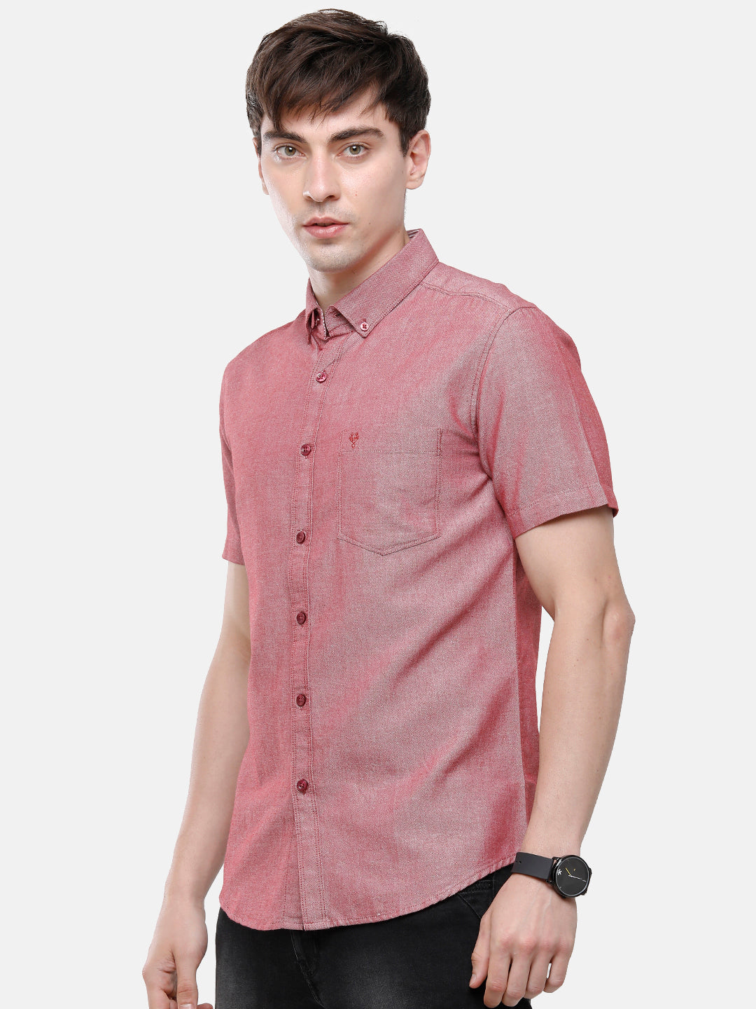 Classic Polo Men's Cotton Maroon Solid Half Sleeve Shirt - Enzo-Maroon-Mf-Hs