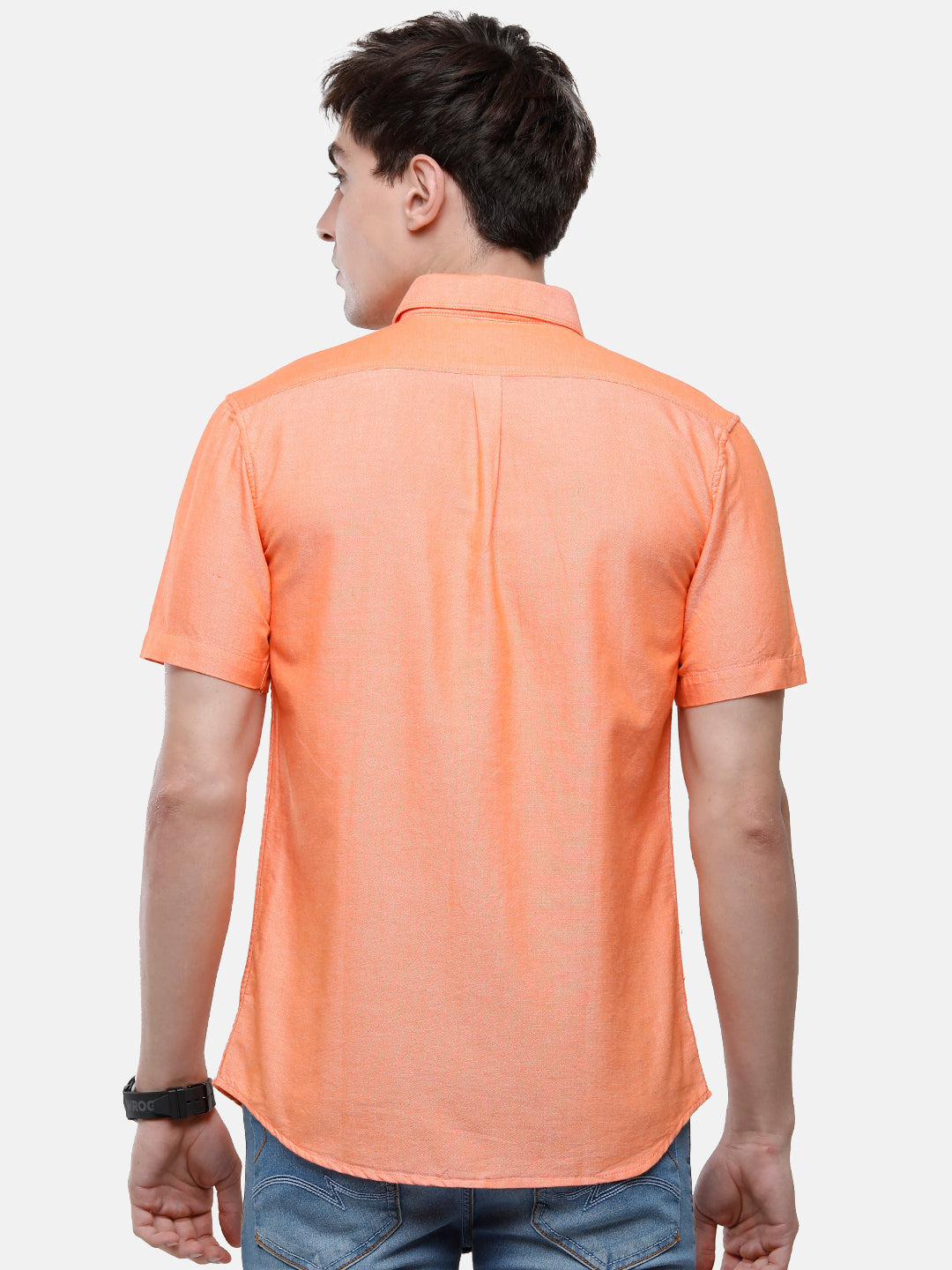 Classic Polo Men's Cotton Orange Solid Half Sleeve Shirt - Enzo-Orange- Hs