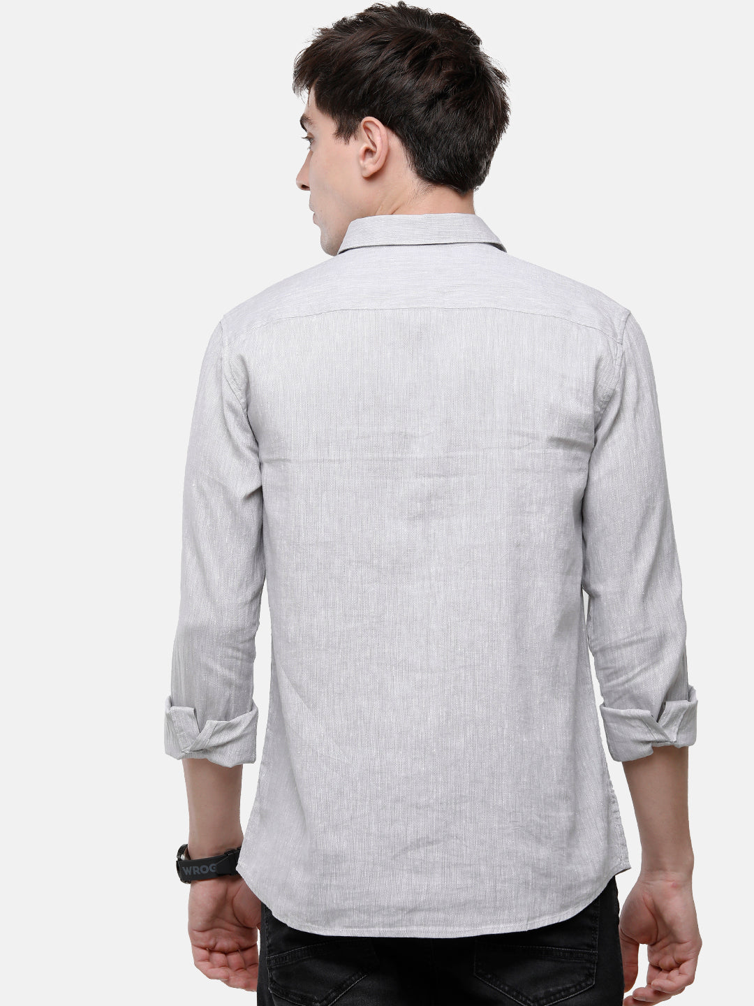 Classic Polo Mens Grey Linen Cotton Woven Shirt - Porsh Grey FS