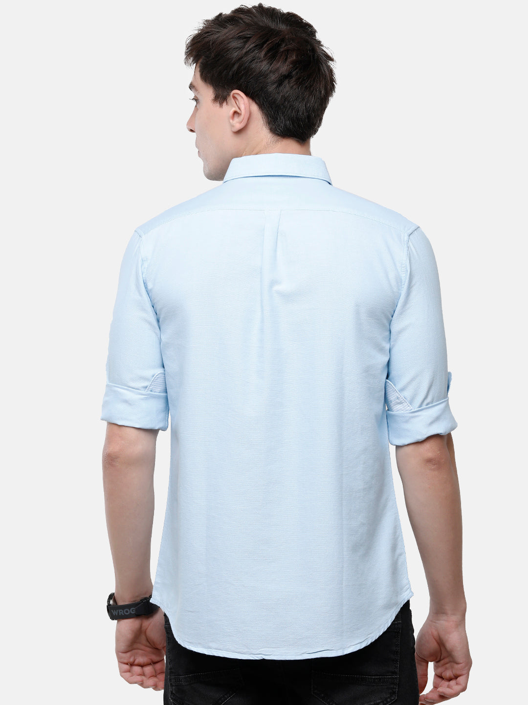 Classic Polo Men's Cotton Light Blue Solid Full Sleeve Shirt - Enzo-Light Blue-Fs