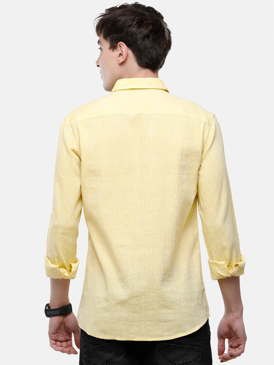 Classic Polo Mens Slim Fit Polo Neck Yellow Woven Shirt - Porsh-Yellow FS