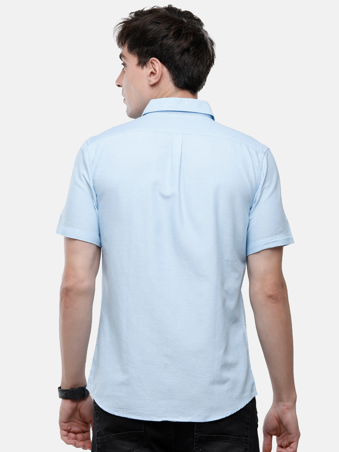 Classic Polo Men's Cotton Light Blue Solid Half Sleeve Shirt - Enzo-L.Blue-Mf-Hs