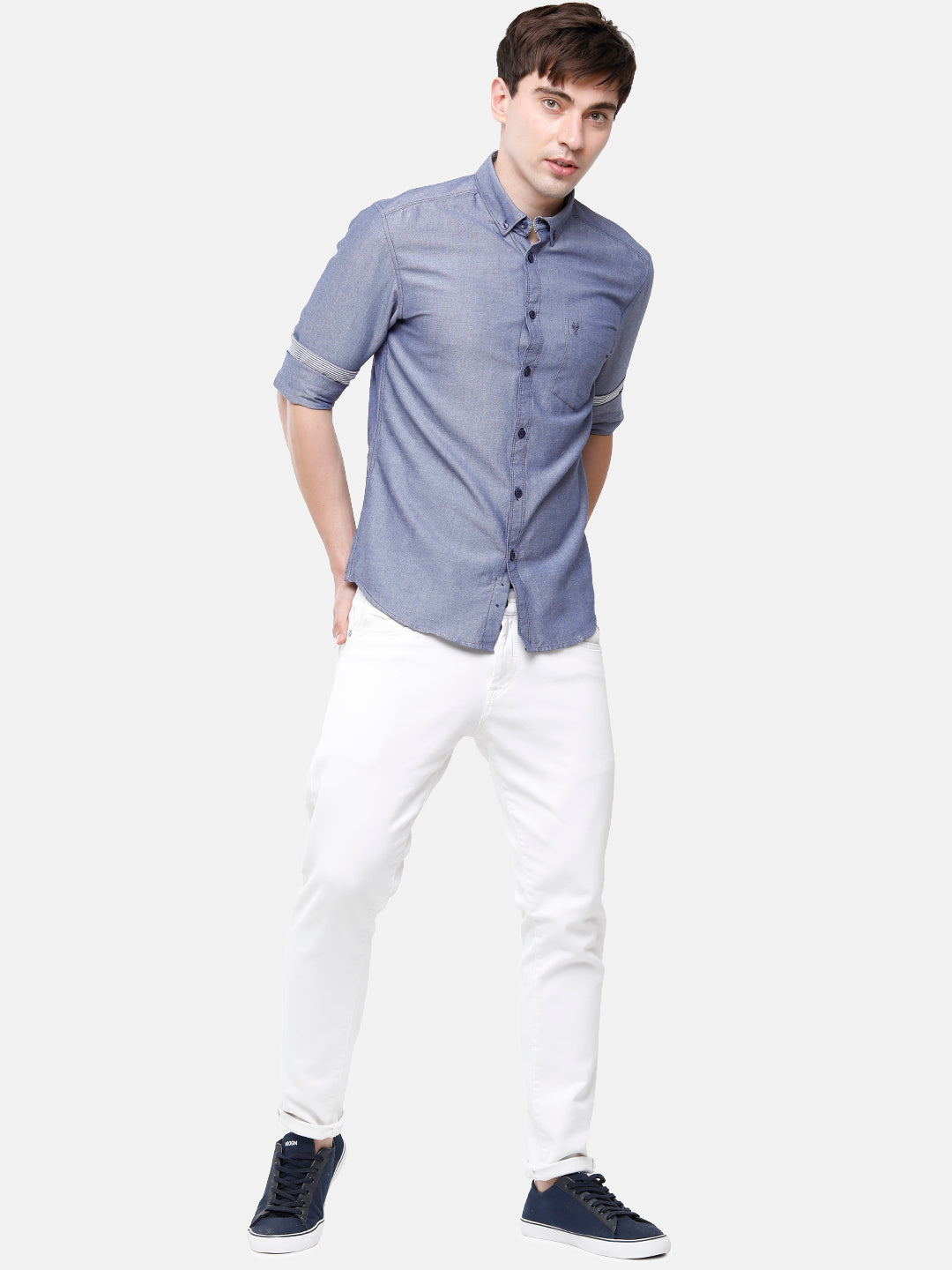 Classic Polo Men's Cotton Navy Solid Full Sleeve Shirt - Enzo-Navy-Fs