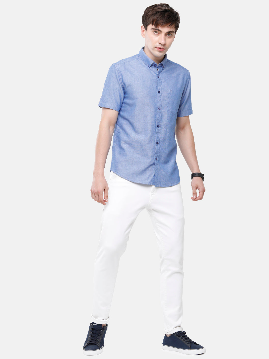 Classic Polo Men's Cotton Royal Blue Solid Half Sleeve Shirt - Enzo-R.Blue-Mf-Hs