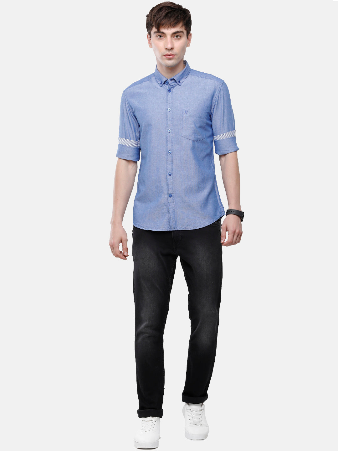 Classic Polo Men's Cotton Royal Blue Solid Full Sleeve Shirt - Enzo-Royal Blue-Mf-Fs