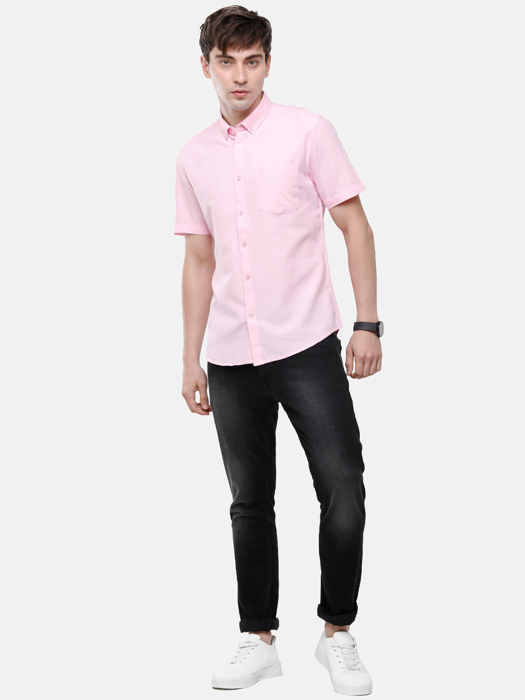 Classic Polo Men's Cotton Pink Solid Half Sleeve Shirt - Enzo-Pink-Mf-Hs