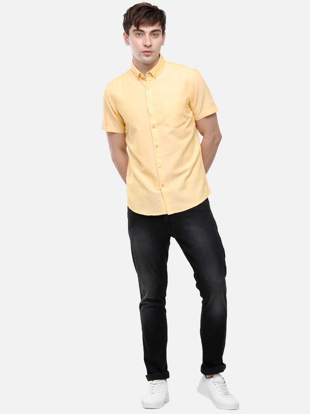 Classic Polo Men's Cotton Yellow Solid Half Sleeve Shirt - Enzo-Yellow-Mf-Hs