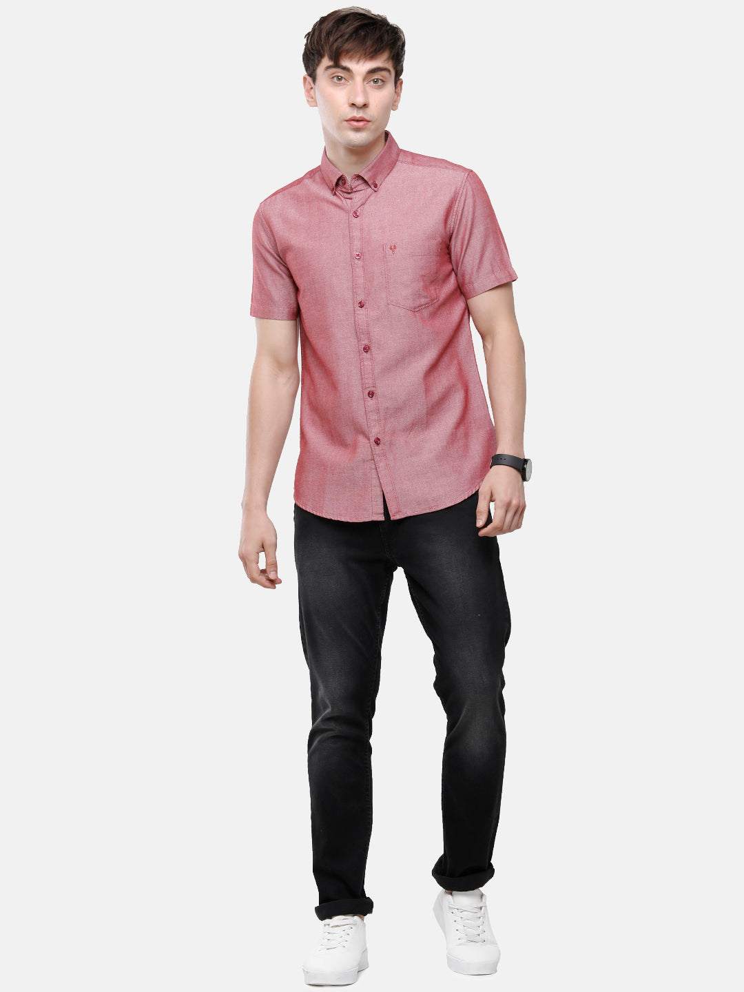 Classic Polo Men's Cotton Maroon Solid Half Sleeve Shirt - Enzo-Maroon-Mf-Hs