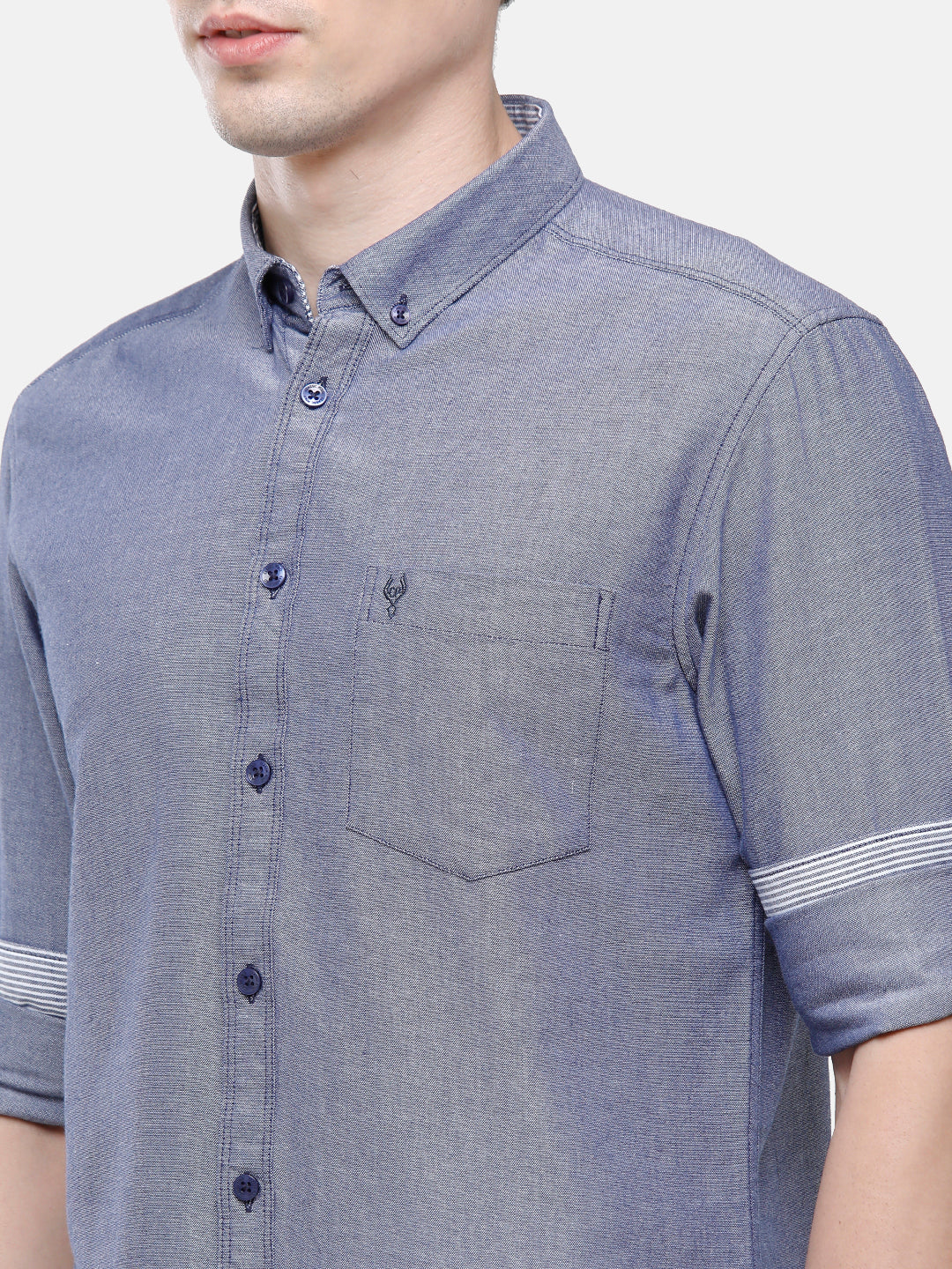 Classic Polo Men's Cotton Navy Solid Full Sleeve Shirt - Enzo-Navy-Fs