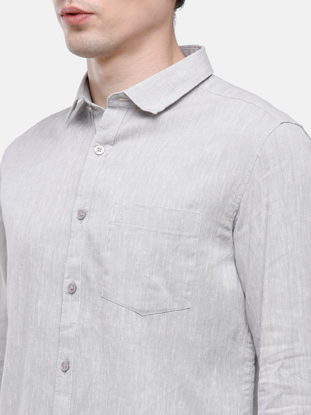 Classic Polo Mens Grey Linen Cotton Woven Shirt - Porsh Grey FS