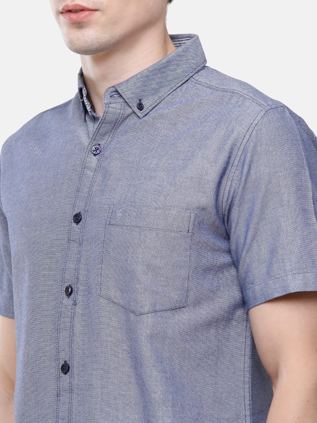 Classic Polo Men's Cotton Navy Solid Half Sleeve Shirt - Enzo Navy Hs