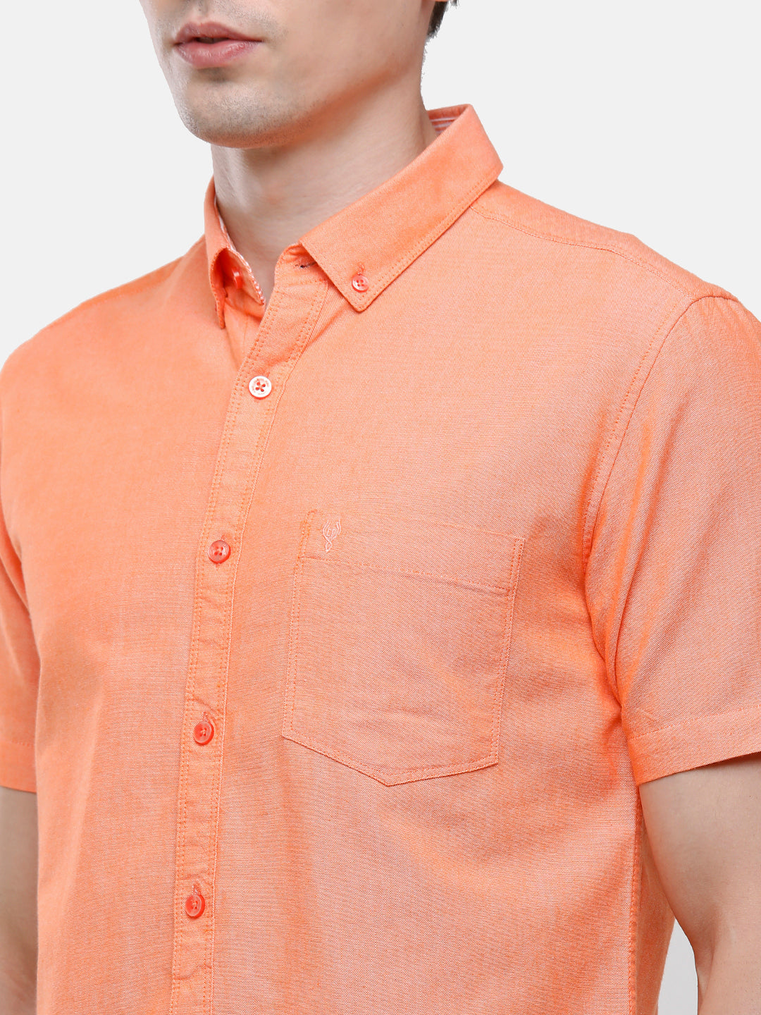 Classic Polo Men's Cotton Orange Solid Half Sleeve Shirt - Enzo-Orange- Hs