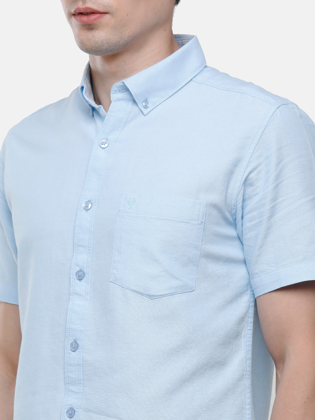 Classic Polo Men's Cotton Light Blue Solid Half Sleeve Shirt - Enzo-L.Blue-Mf-Hs