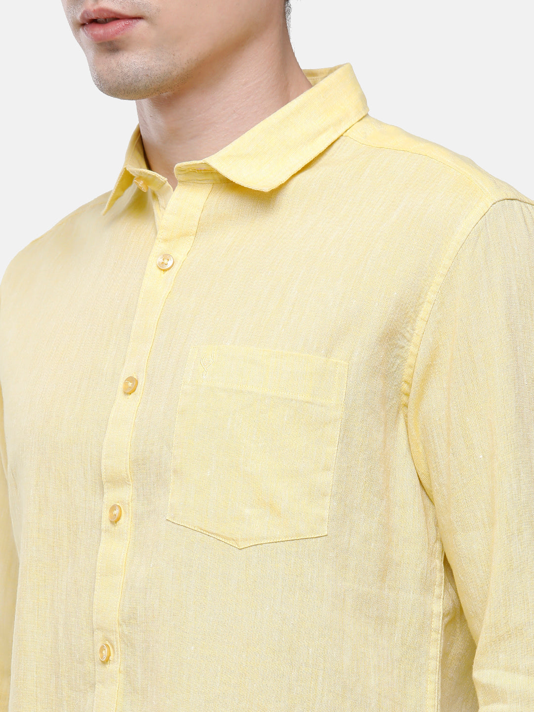 Classic Polo Mens Slim Fit Polo Neck Yellow Woven Shirt - Porsh-Yellow FS