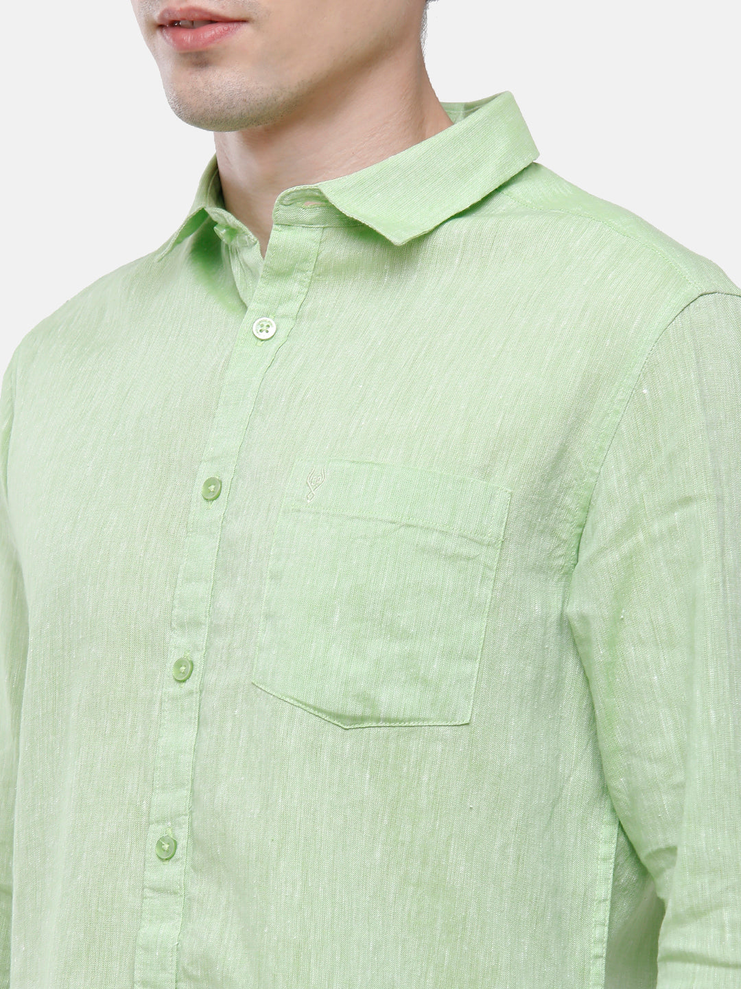 Classic Polo Mens Green Linen Cotton Woven Shirt - Porsh Green FS