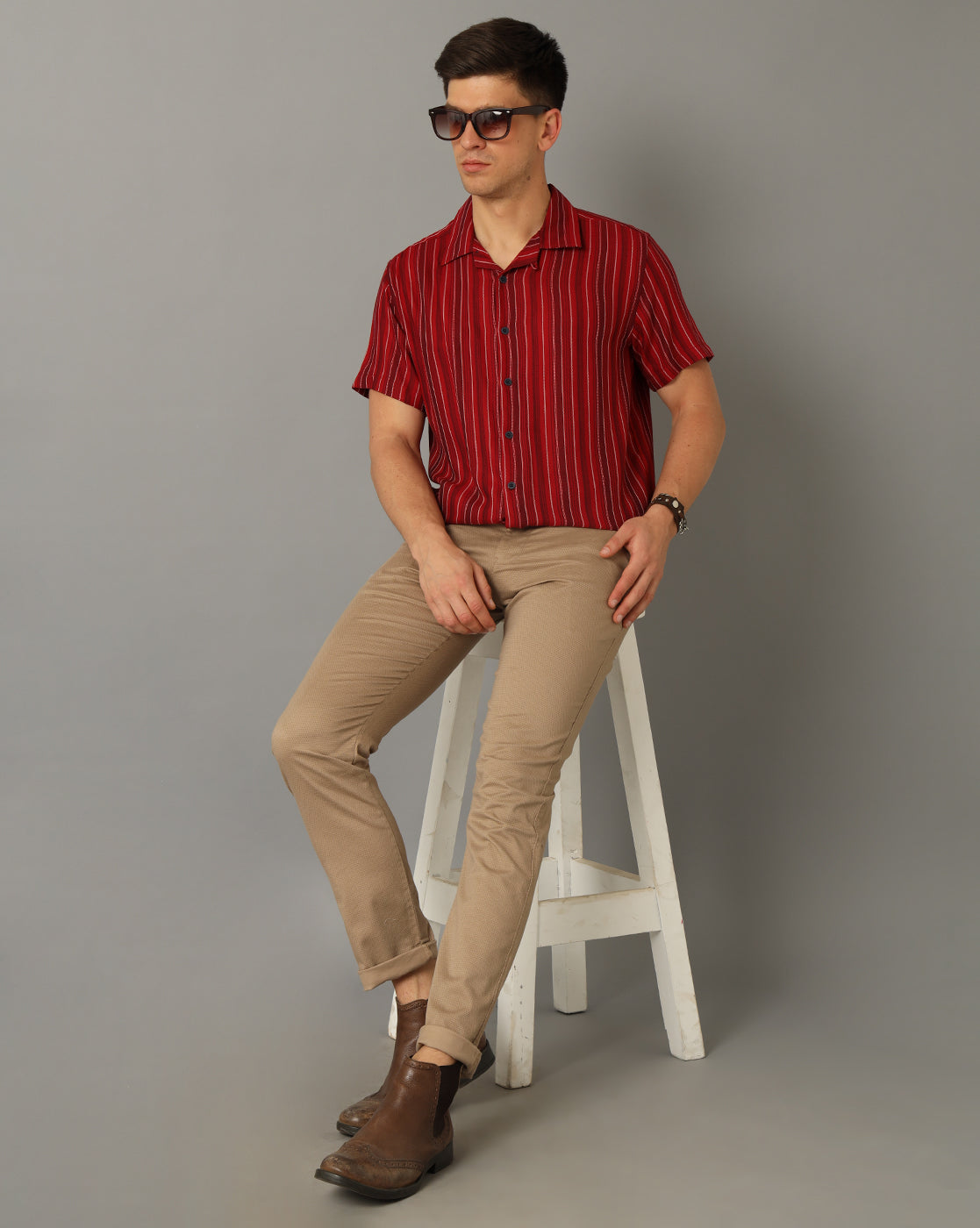 Classic Polo Men's 100% Cotton Moderate Fit Solid Beige Color Trouser | TO1-33 A-BEG