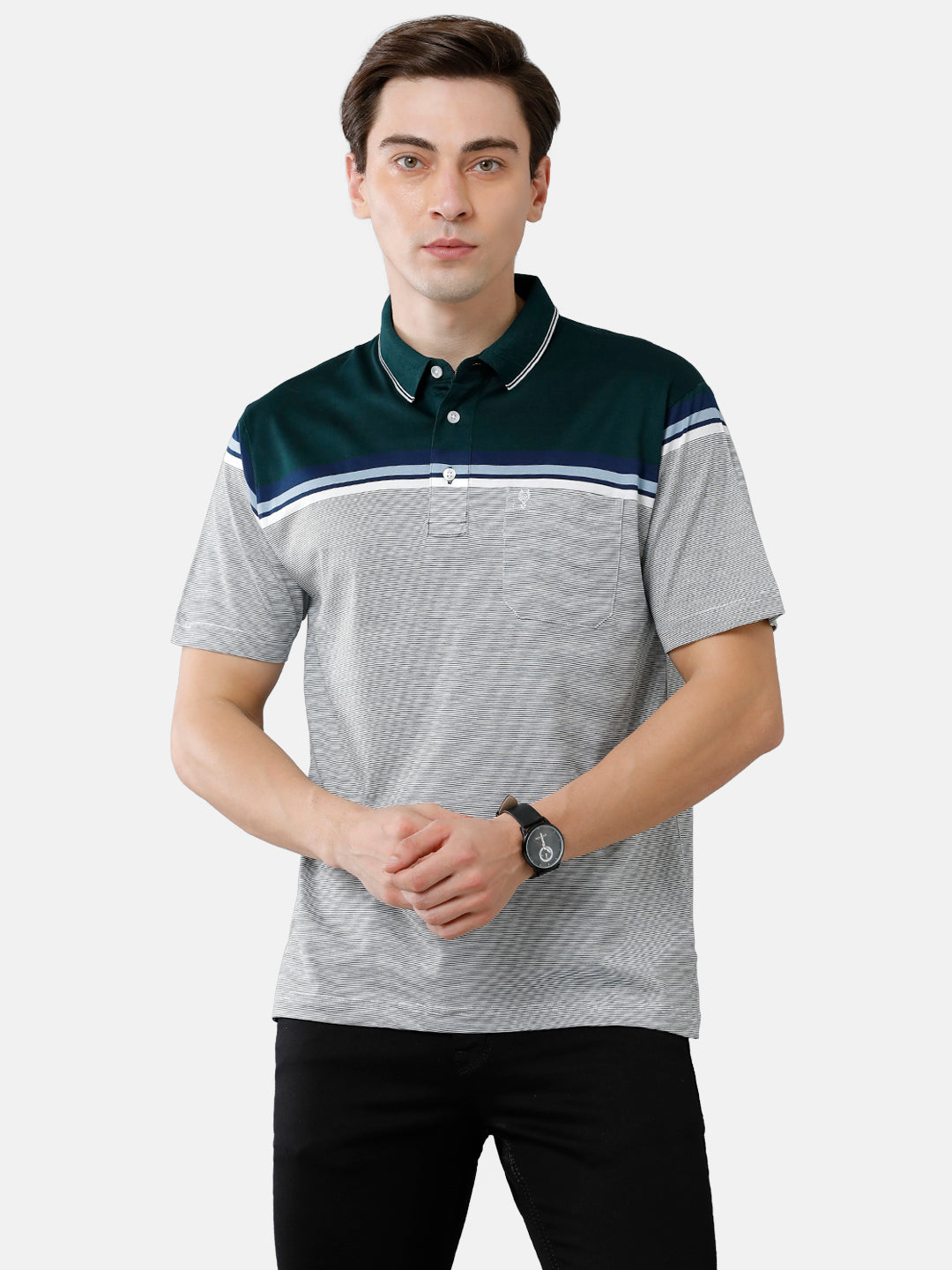 Classic Polo Mens Cotton Striped Authentic Fit Polo Neck Multicolor Color T-Shirt | Ultimo 274 B