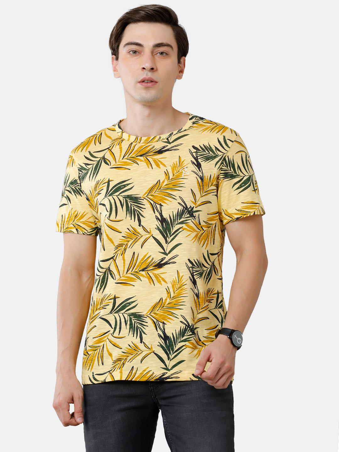 CP BRO Men's Cotton Half Sleeve Printed Slim Fit Round Neck Multicolor Color T-Shirt | Brcn 467 A