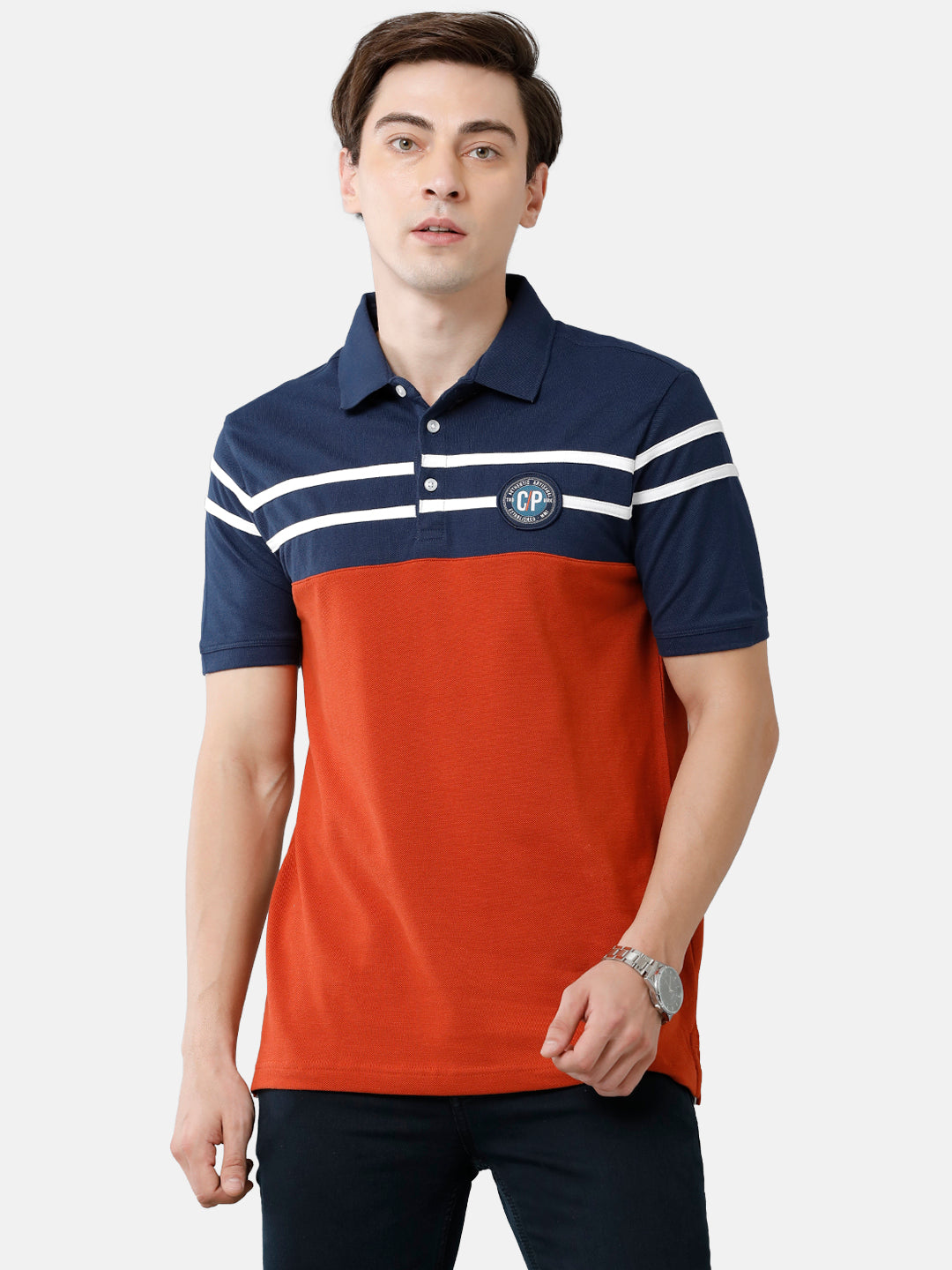 Classic Polo Mens Cotton Striped Slim Fit Polo Neck Multicolor Color T-Shirt | Prm 682 A