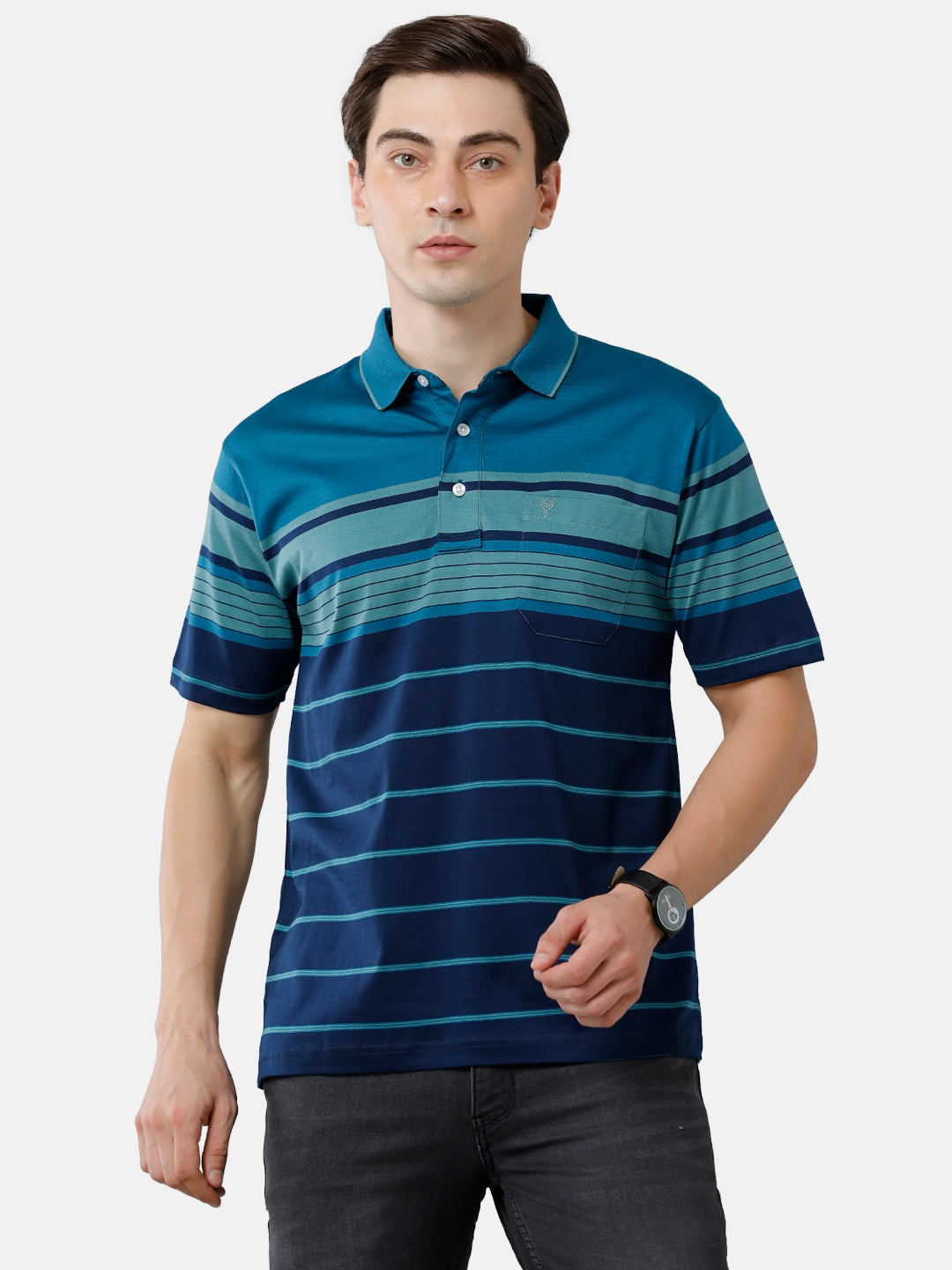 Classic Polo Mens Cotton Half Sleeve Striped Authentic Fit Polo Neck Multicolor Color T-Shirt | Ultimo 280 B