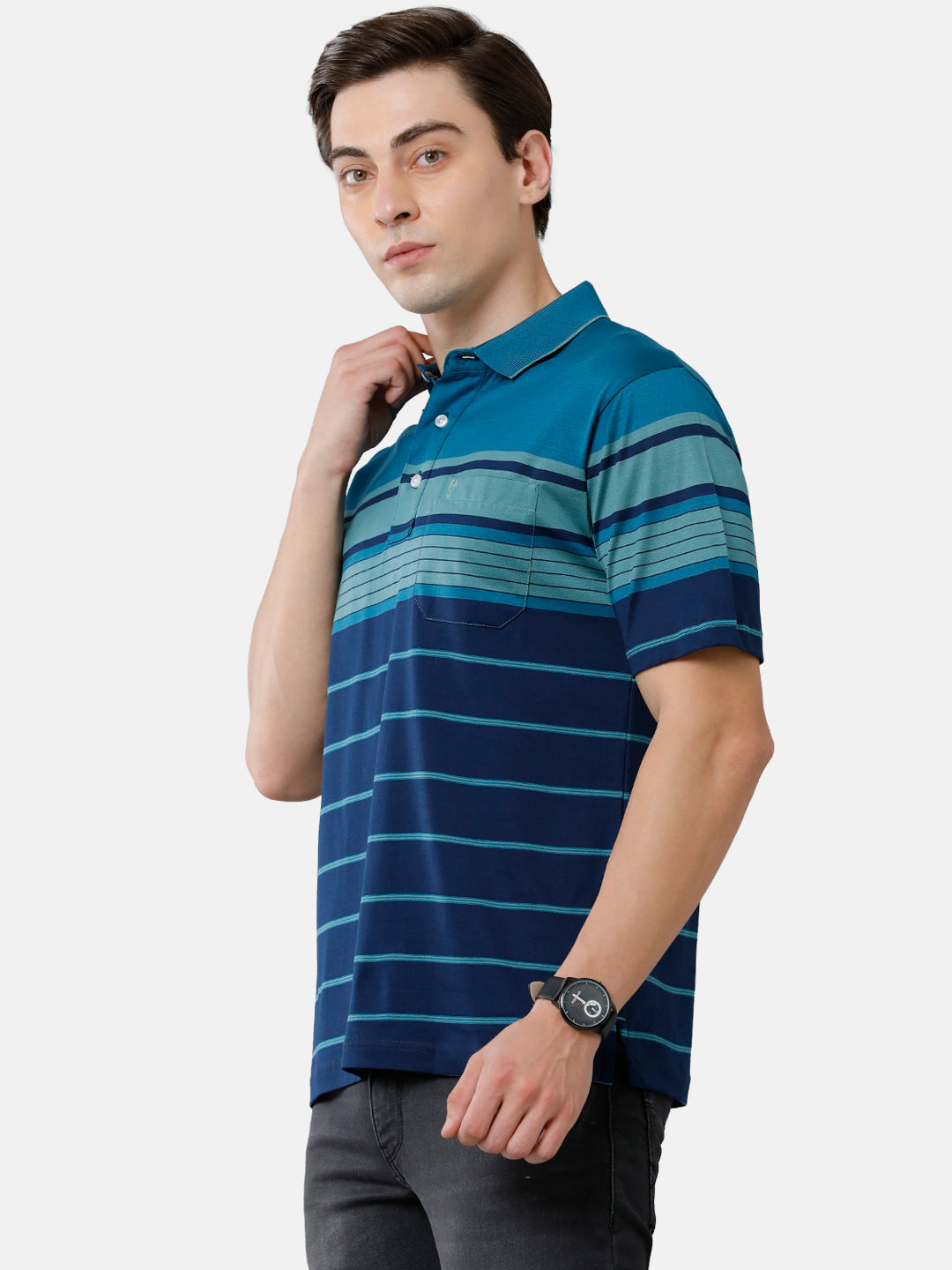 Classic Polo Mens Cotton Half Sleeve Striped Authentic Fit Polo Neck Multicolor Color T-Shirt | Ultimo 280 B