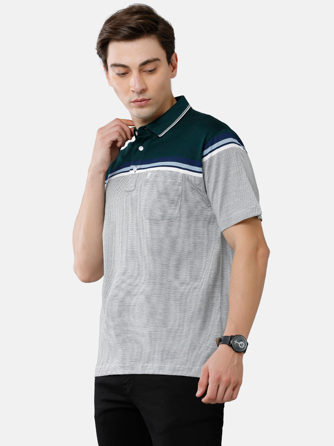 Classic Polo Mens Cotton Striped Authentic Fit Polo Neck Multicolor Color T-Shirt | Ultimo 274 B