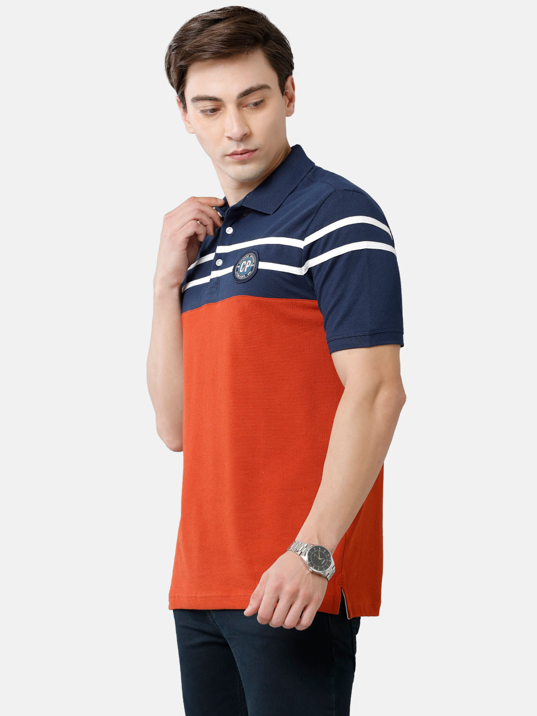 Classic Polo Mens Cotton Striped Slim Fit Polo Neck Multicolor Color T-Shirt | Prm 682 A