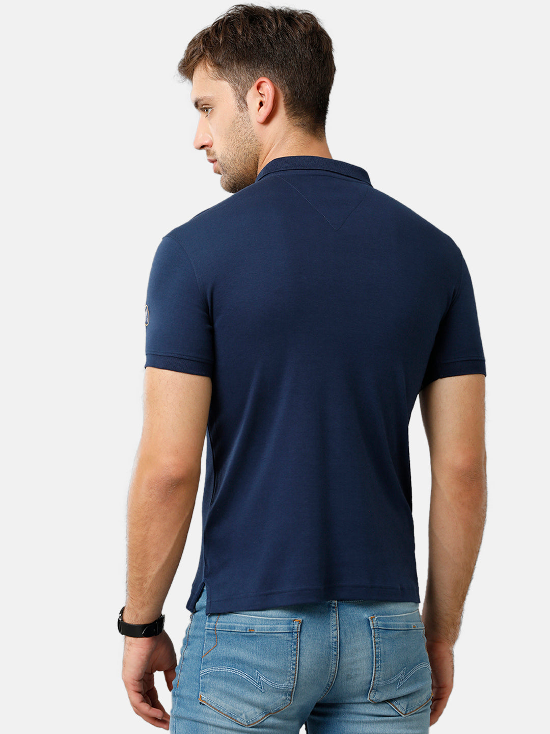 Classic Polo Mens Cotton Half Sleeve Printed Slim Fit Polo Neck Blue Color T-Shirt | Unico 56 B