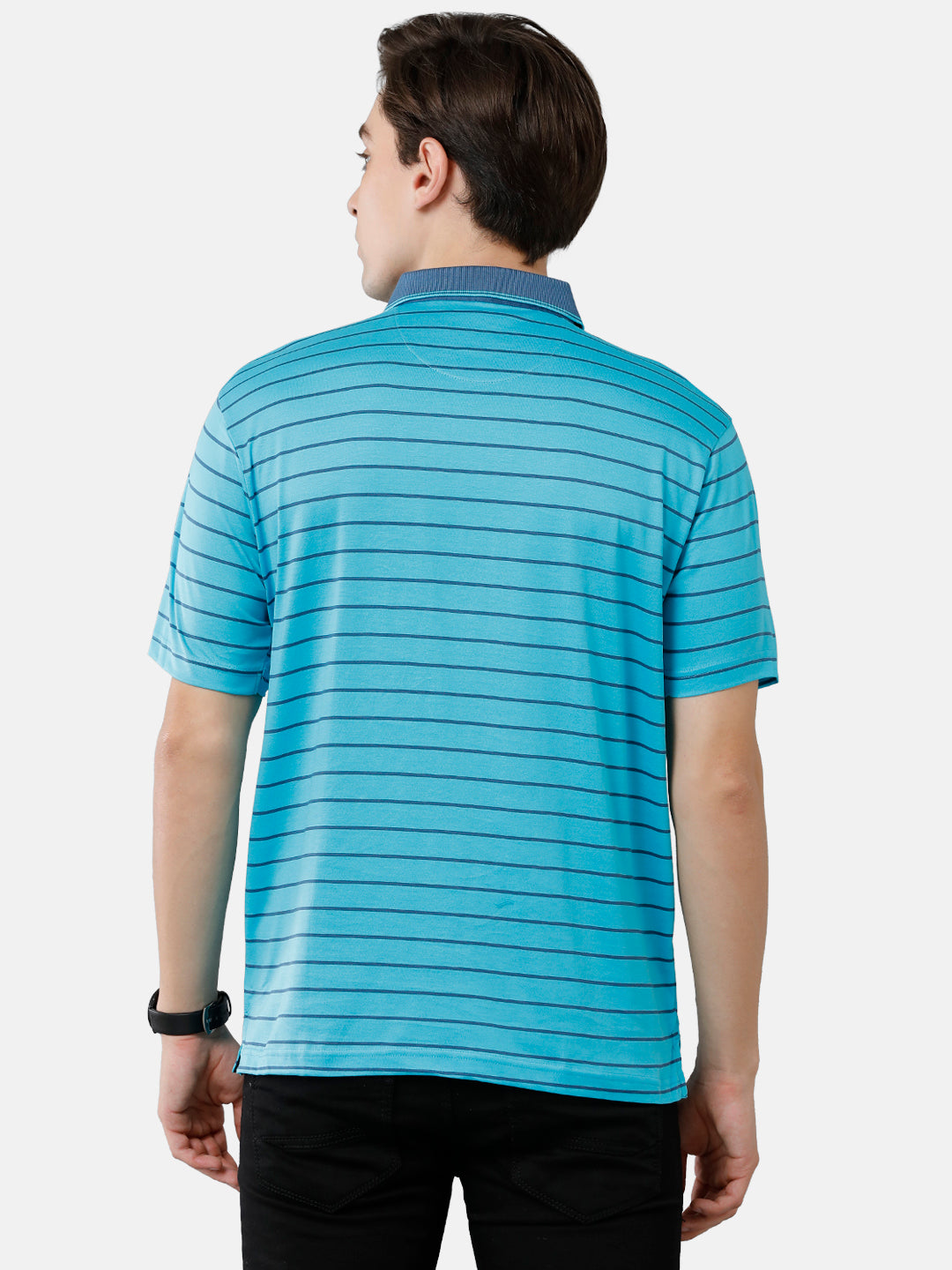 Classic Polo Mens Cotton Striped Authentic Fit Polo Neck Blue Color T-Shirt | Ultimo 276 A