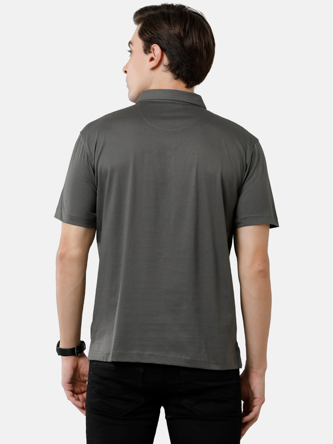 Classic Polo Mens Cotton Half Sleeve Solid Authentic Fit Polo Neck Dark Olive Color T-Shirt | Elite-Dk.Olive