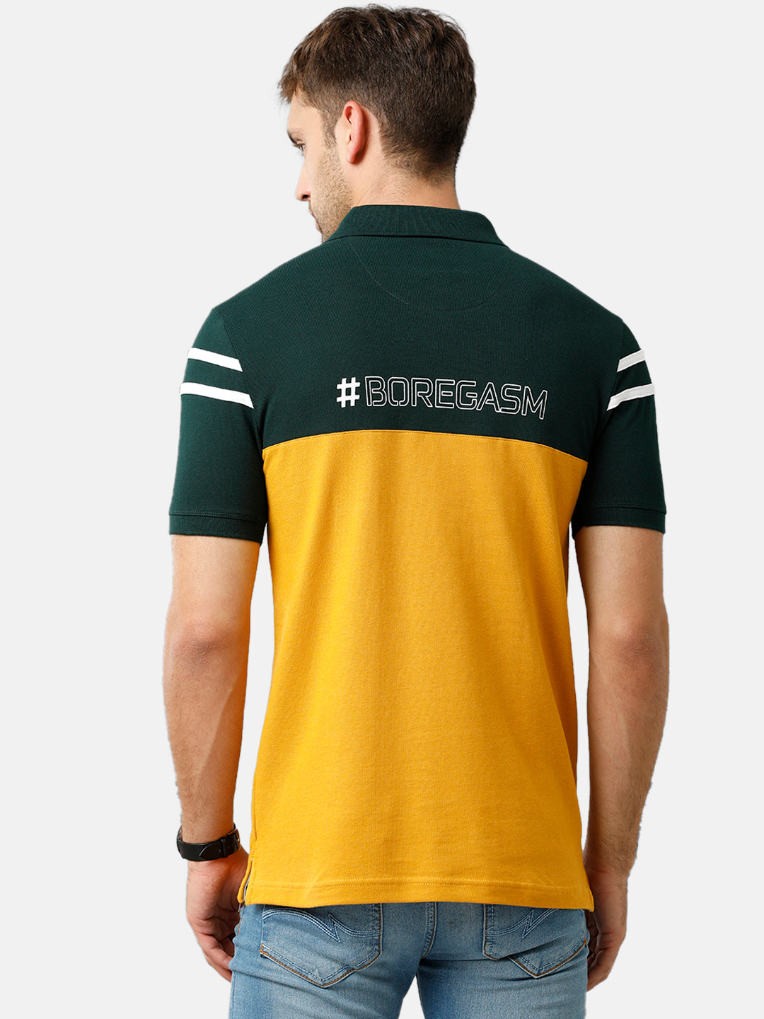 Classic Polo Mens Cotton Half Sleeve Color Block Slim Fit Polo Neck Multicolor T-Shirt | Prm 682 B