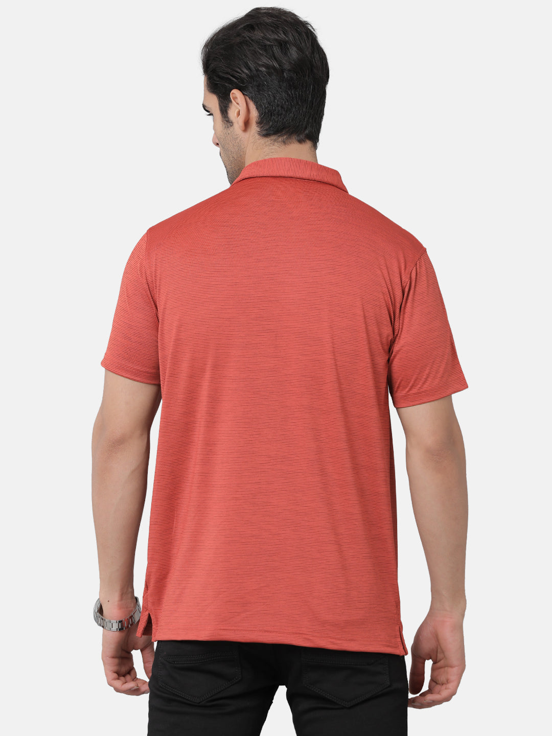 Classic Polo Mens Cotton Striped Slim Fit Polo Neck Red Color T-Shirt | Prm 739c