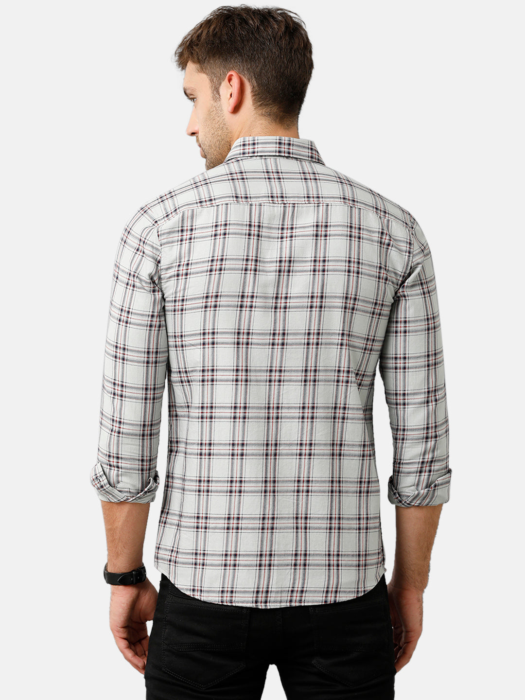 Classic Polo Mens Cotton Full Sleeve Checked Slim Fit Polo Neck Light Green Color Woven Shirt | SN1 134 B