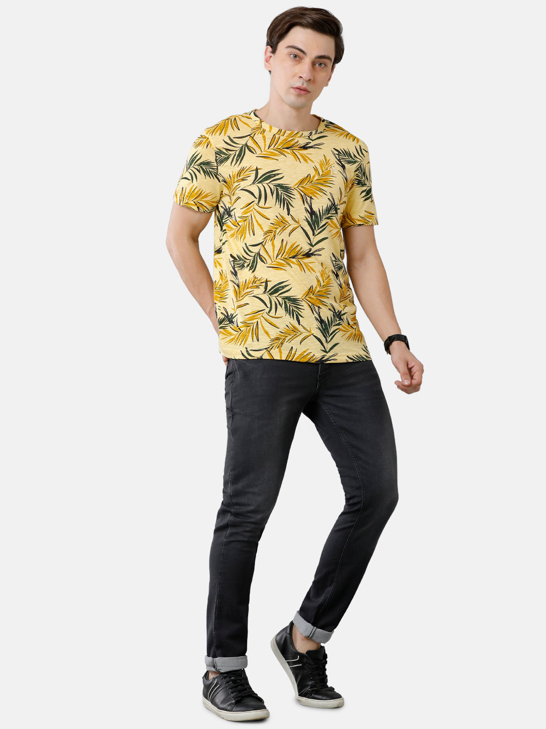 CP BRO Men's Cotton Half Sleeve Printed Slim Fit Round Neck Multicolor Color T-Shirt | Brcn 467 A