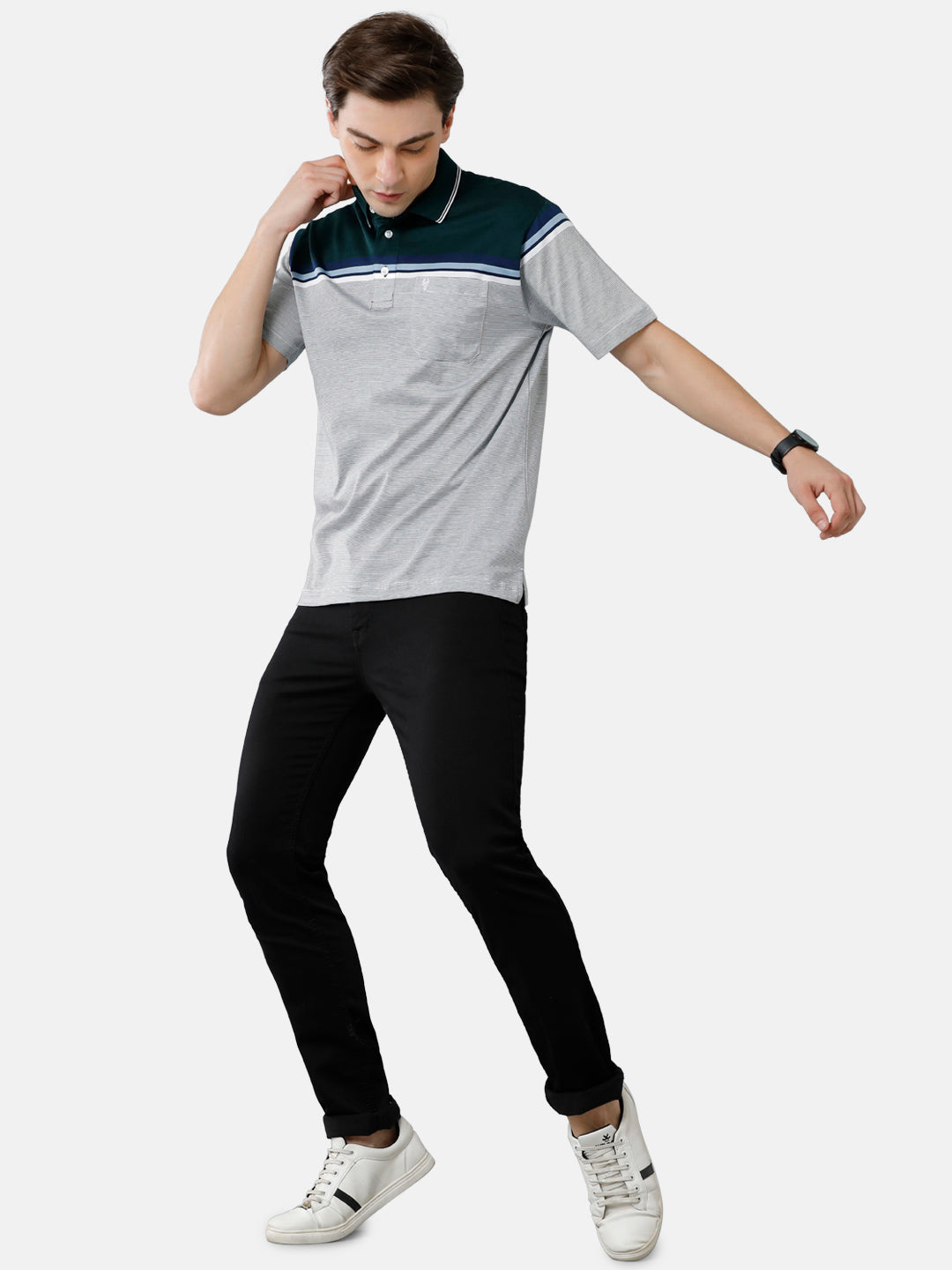 Classic Polo Mens Cotton Striped Authentic Fit Polo Neck Multicolor Color T-Shirt | Ultimo 274 B