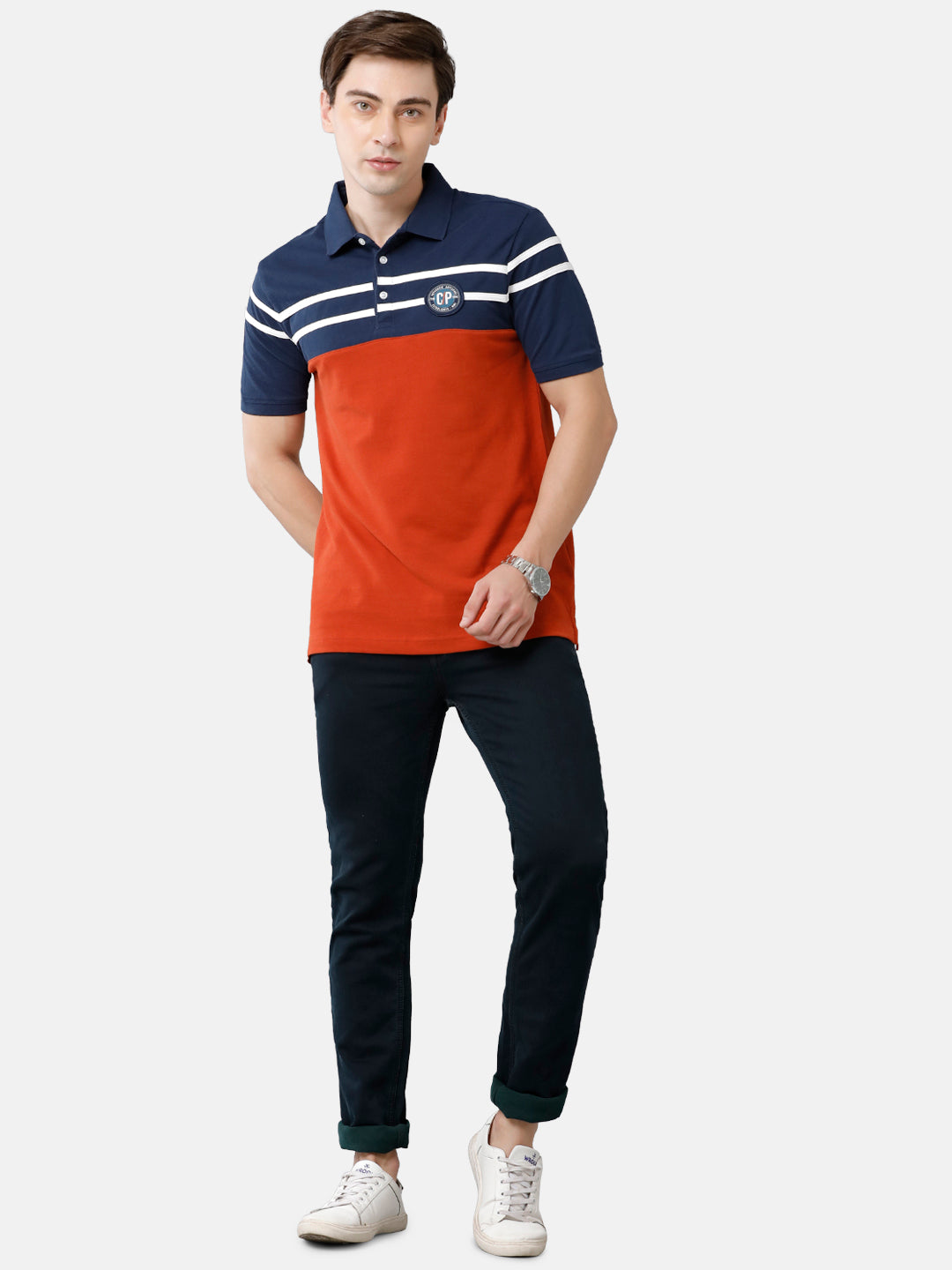 Classic Polo Mens Cotton Striped Slim Fit Polo Neck Multicolor Color T-Shirt | Prm 682 A