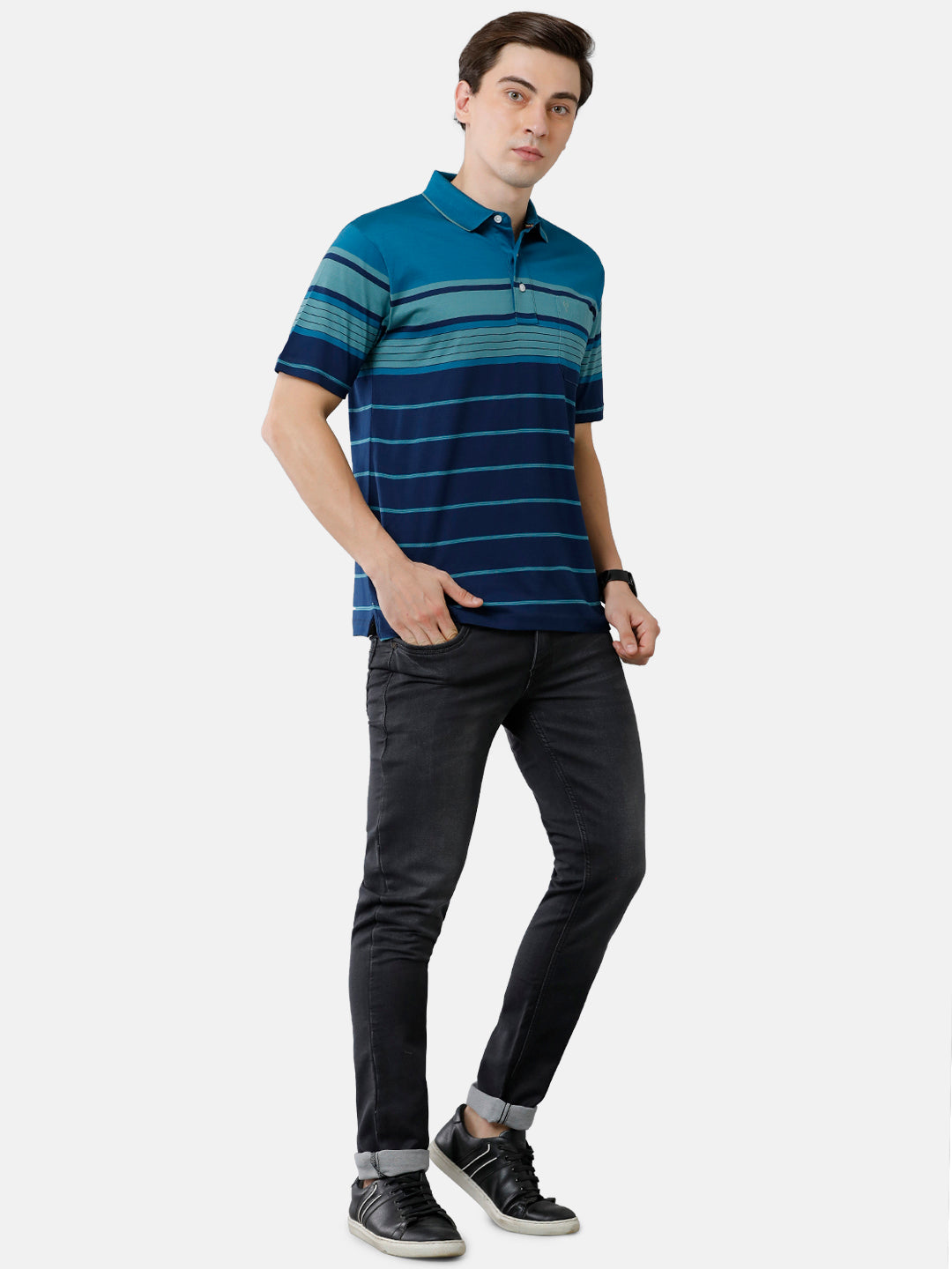 Classic Polo Mens Cotton Half Sleeve Striped Authentic Fit Polo Neck Multicolor Color T-Shirt | Ultimo 280 B