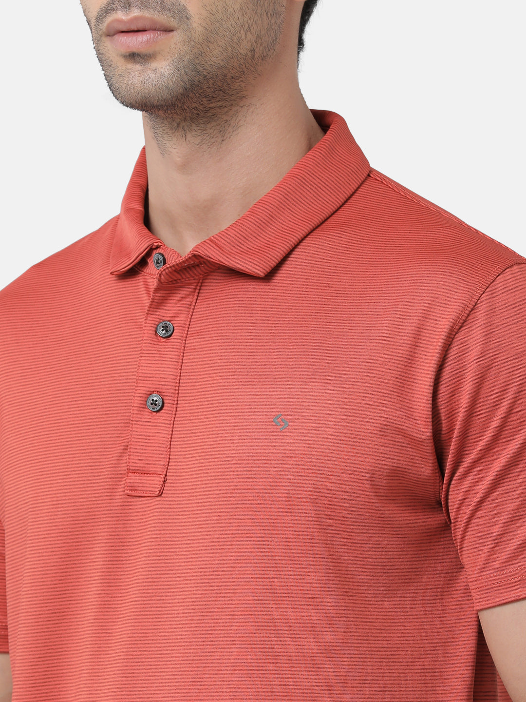 Classic Polo Mens Cotton Striped Slim Fit Polo Neck Red Color T-Shirt | Prm 739c