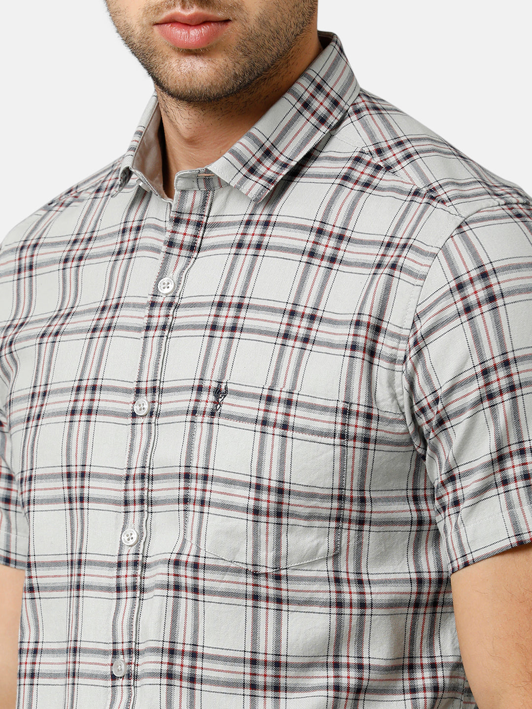 Classic Polo Mens Cotton Half Sleeve Checked Slim Fit Polo Neck Light Green Color Woven Shirt | SN1 134 B