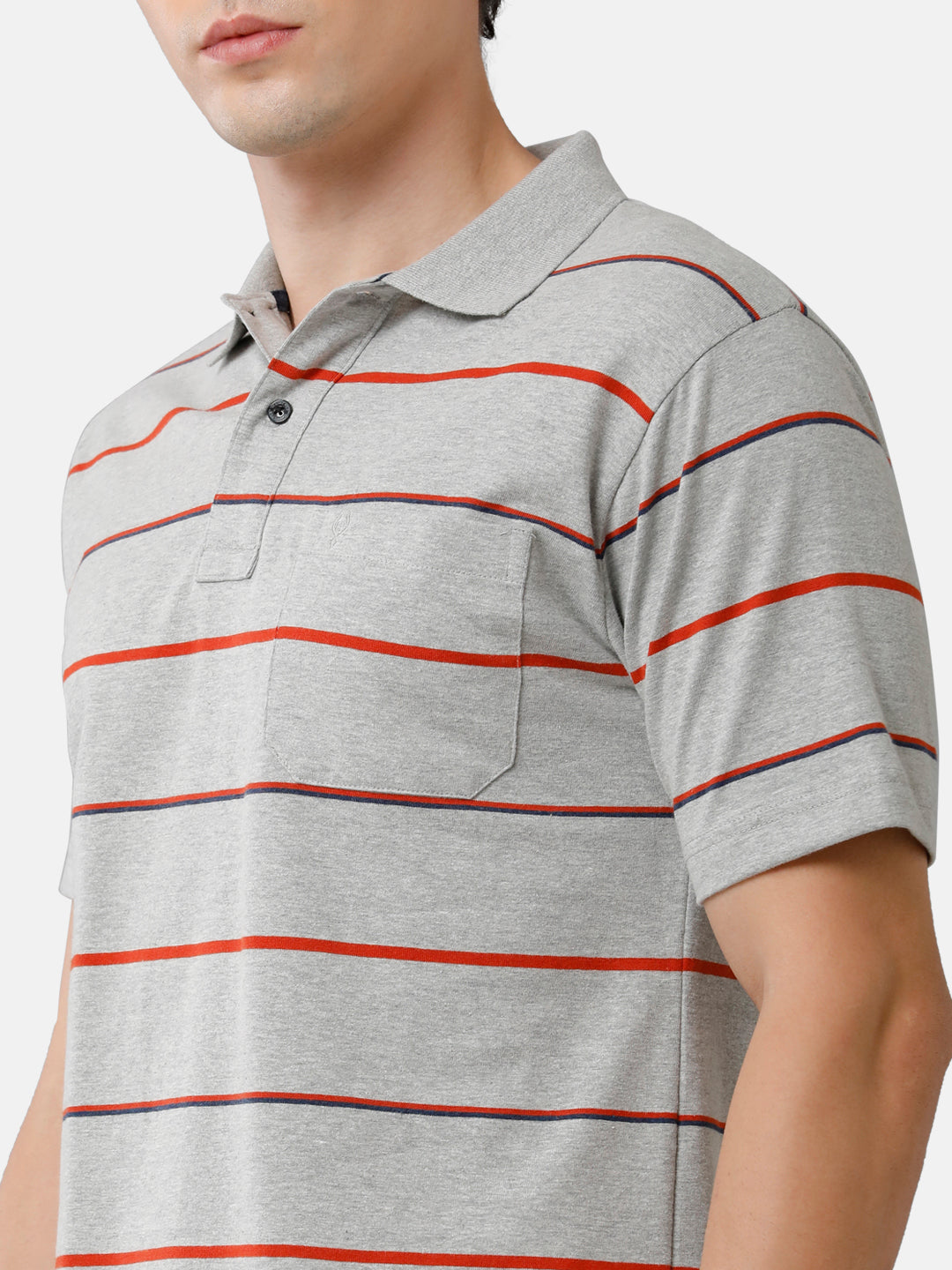 Classic Polo Mens Cotton Blend Striped Authentic Fit Polo Neck Grey Color T-Shirt | Avon 483 A